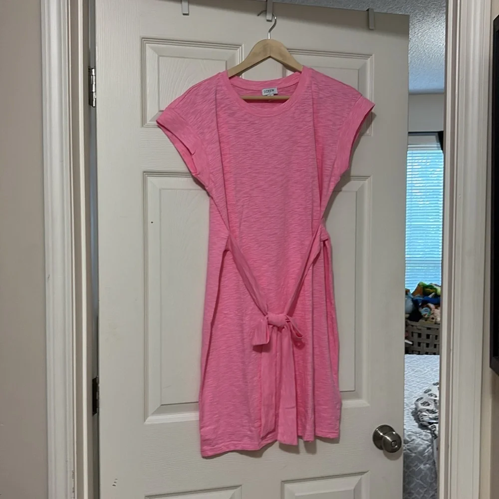 NWT J.Crew Pink Tie-Waist Mini Dress - Picture 3 of 9